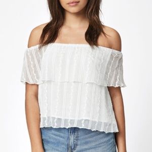 PacSun White Lace Off the Shoulder Top (Medium)
